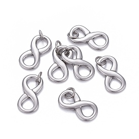 304 Stainless Steel Charms, with Jump Ring, Infinity
