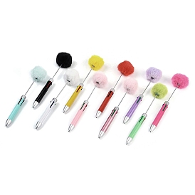 Пластиковая шариковая ручка, железная ручка из бисера, С мячом pom pom, для индивидуальной ручки своими руками