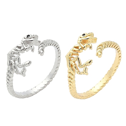 Латунное открытое кольцо-манжета со скелетом динозавра для женщин, с эмалью