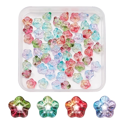 80pcs 4 couleurs galvanoplastie perles de verre, fleur de trompette