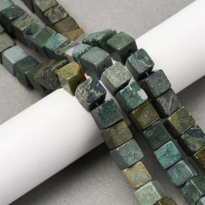 Нити бусин из натурального нефрита шушан, кубические