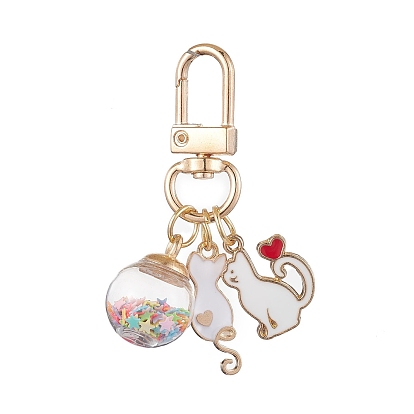 Украшения с подвеской из эмали из кошачьего сплава, Поворотные застежки из сплава и подвески в виде стеклянных шариков для украшений сумок