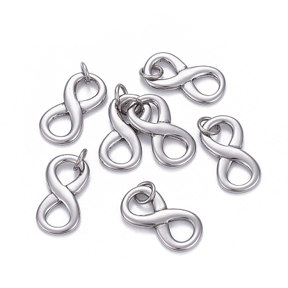 304 Stainless Steel Charms, with Jump Ring, Infinity
