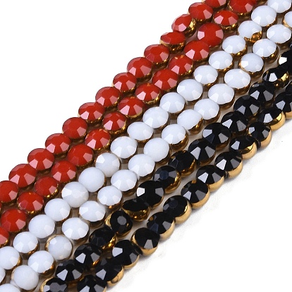 Стеклянные бусины с гальваническим покрытием , граненые, плоско-круглые