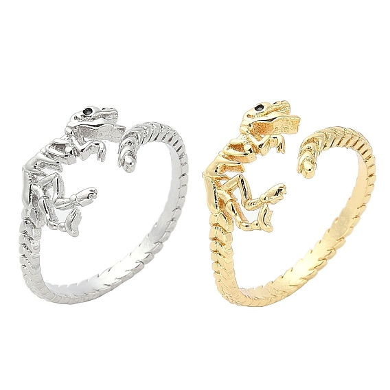 Латунное открытое кольцо-манжета со скелетом динозавра для женщин, с эмалью