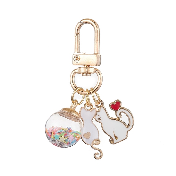 Украшения с подвеской из эмали из кошачьего сплава, Поворотные застежки из сплава и подвески в виде стеклянных шариков для украшений сумок