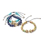 Natural Mixed Stone Braided Bead Bracelets, with Brass Beads