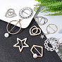 SUPERFINDINGS 9Pcs 9 Style Alloy Rhinestone Slide Bowknot Buckles & Scarf Clips Brooches, with Natural Pearl, Oval & Ring & Heart & Star