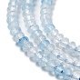 Natural Aquamarine Beads Strands, Saucer Beads, Faceted
