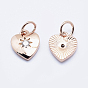 Brass Micro Pave Cubic Zirconia Charms, Long-Lasting Plated, Lead Free & Nickel Free & Cadmium Free, Heart