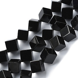 Natural Black Onyx Beads Strands, Dyed and Heated, Rhombus