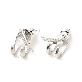 Zinc Alloy Claw Front Back Stud Earrings, Hip Hop Jewelry for Men