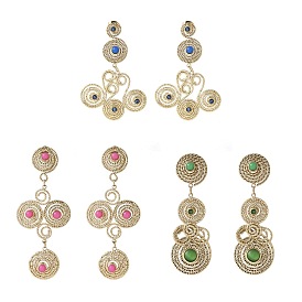 Спиральный вихрь 304 серьги-гвоздики из нержавеющей стали, с синтетическим драгоценным камнем, золотые