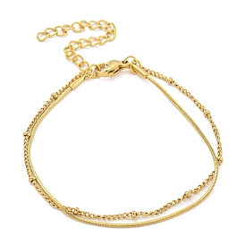 304 acier inoxydable bracelets multi-brins, bracelets chaînes serpent plates et chaînes satellites pour femme
