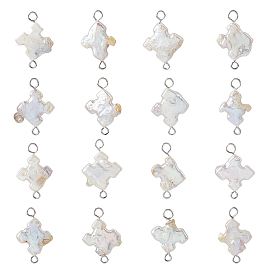 16 шт. подвески-коннекторы из натурального жемчуга Кеши, с 304 фурнитурой из нержавеющей стали, крестик