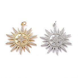 Латунные микропаве прозрачные подвески с фианитом, с прыжковых колец, звезда