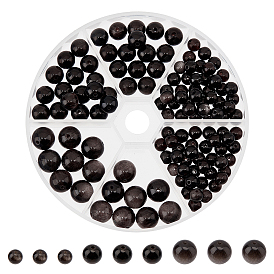 128piezas 3tamaño cuentas de obsidiana de plata natural, rondo