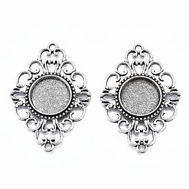 La configuración del conector de filigrana aleación rombo cabujón estilo tibetano, sin plomo y cadmio, bandeja, 17 mm, 53x37x3 mm, Agujero: 2 mm, sobre 153 unidades / 1000 g