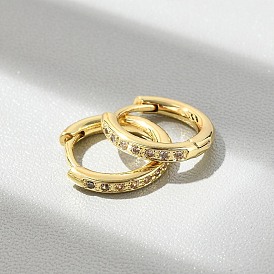 Латунные серьги-кольца из прозрачного кубического циркония, без свинца и без кадмия, долговечный