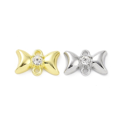 Rack Plating Alloy Rhinestone Pendants, Bowknot Charms