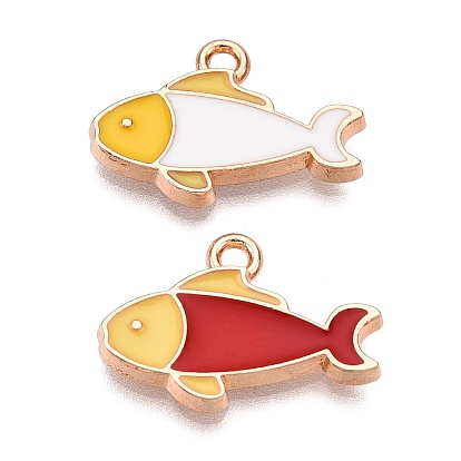 Подвески из эмали и сплава, без свинца и без кадмия, очарование рыбы, золотые