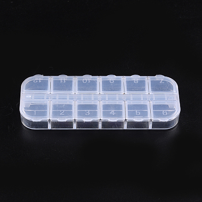 Plastic Bead Containers, Flip Top Bead Storage, 13x5x1.5cm