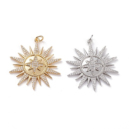Латунные микропаве прозрачные подвески с фианитом, с прыжковых колец, звезда