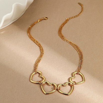 304 Женские подвески в форме сердца из нержавеющей стали с четырьмя кольцами