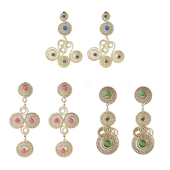 Спиральный вихрь 304 серьги-гвоздики из нержавеющей стали, с синтетическим драгоценным камнем, золотые