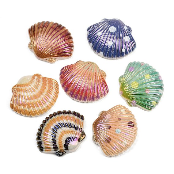 Непрозрачные кабошоны из смолы, формы раковины