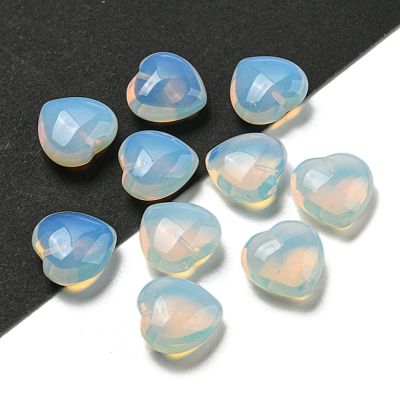 Perles opalite, la moitié foré, cœur
