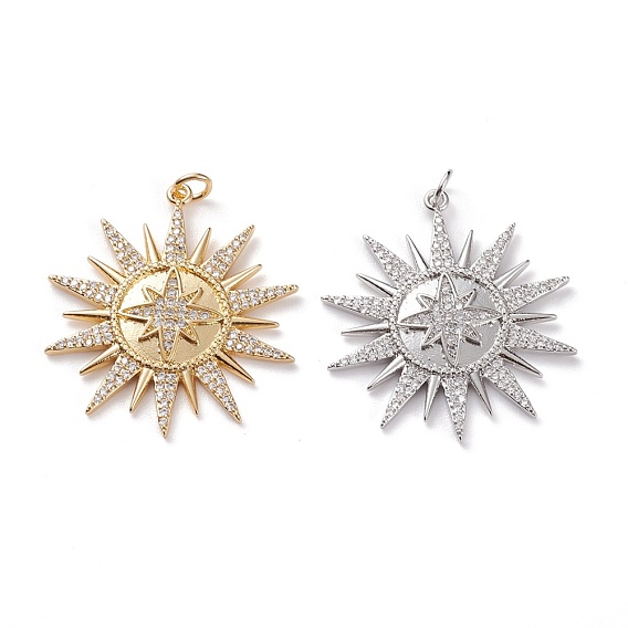 Латунные микропаве прозрачные подвески с фианитом, с прыжковых колец, звезда