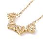 2 in 1 Four Clear Cubic Zirconia Clover Pendant Necklace, Brass Magnetic Heart Necklace for Women