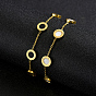 Minimalist 201 Stainless Steel Roman Numerals Flat Round Link Chain Bracelets for Men, Golden