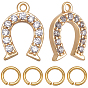 10 шт. Латунные брелоки из прозрачного кубического циркония с микропаве, без никеля , подкова, с латунными открытыми соединительными кольцами (шт.)