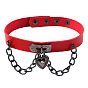 Vintage Leather Choker Necklace with Heart, Cross and Skull Charms