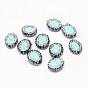 Окрашенные синтетические бирюзовые бусины, со стразами, овальные