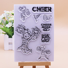 Cheerleader Clear Silicone Stamps, for DIY Scrapbooking, Photo Album Decorative, Cards Making, Stamp Sheets, Film Frame