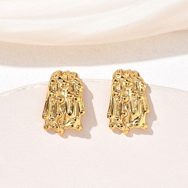 304 серьги-гвоздики из нержавеющей стали для женщин, текстурированные самородки, ионное покрытие (ip)