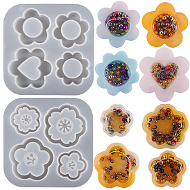 DIY Silicone Flower Quicksand Molds, Shaker Molds, Resin Casting Molds, for UV Resin, Epoxy Resin Craft Making