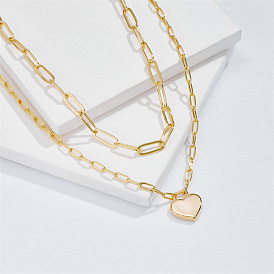 Collier trombone pendentif coeur en cuivre plaqué or - design à la mode et minimaliste