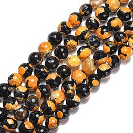 Natural Agate Beads Strands, Dyed, Faceted, Round, Grade A