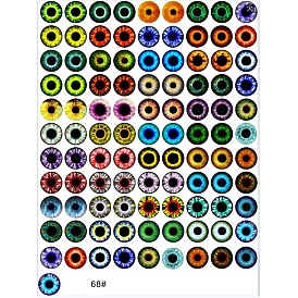 Cabochons en verre transparent imprimé, demi-rond avec motif oeil