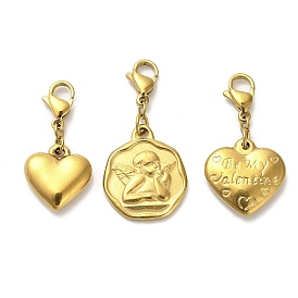 304 подвесное украшение из нержавеющей стали, с подвесками-карабинами, для брелка, кошелек, украшение для рюкзака, реальный 18 k позолоченный