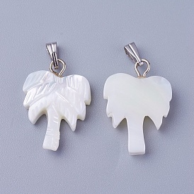 Shell Pendants, with Brass Findings, Coconut Tree