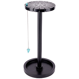 Présentoir à pendule en bois avec plateau, porte-cristal en bois motif étoile avec turquoise synthétique, organisateur de colliers de sorcière