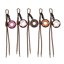 5 шт. подвесные украшения из искусственной кожи и полиэстеровой веревки в виде пончиков, Сплав с застежками
