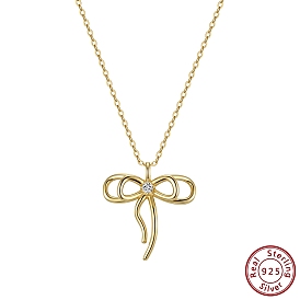 925 Colgantes de plata de ley con pavé y circonitas cúbicas transparentes, encantos del bowknot, sin collar