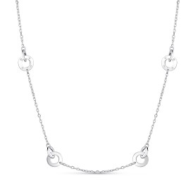 TINYSAND 925 Sterling Silver Interlocking Chain Necklaces, 17.4 inch