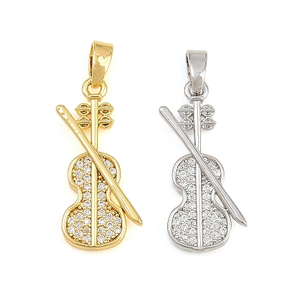 Messing micro pave klare zirkonia anhänger, Violine Charme